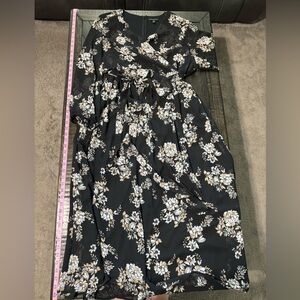 Black and cream wrap dress from Lane Bryant